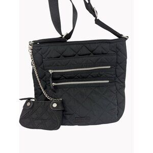 Vera Bradley Black Quilted Crossbody Bag With Adjustable Strap and wallet